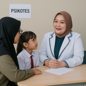 Orang tua konseling anak dengan psikolog di Sekolah